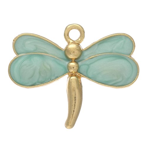 Pendentif libellule doré émail 26 x 21mm
