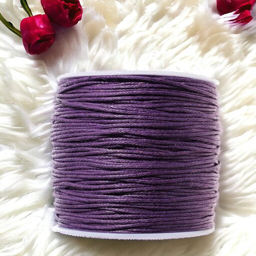 Cordon/fil en coton ciré violet 1mm - x1 mètre | 8630