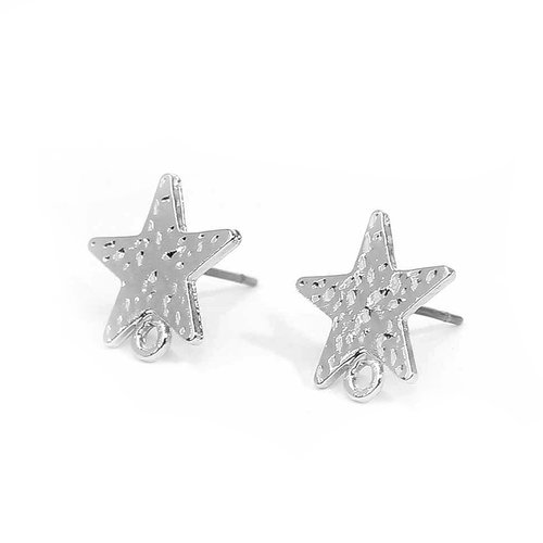 Boucles d'oreilles puces étoile argent mat 13 x 11mm - x2