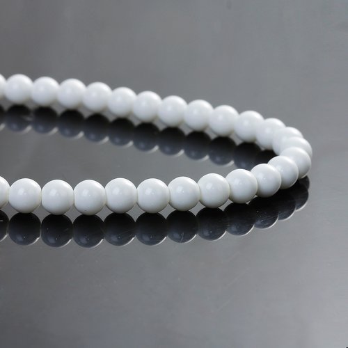 Perles en verre ronde blanche 6mm – x10