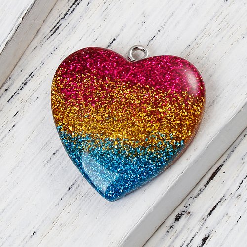 Pendentif coeur brillant multicolore 30 x 27mm