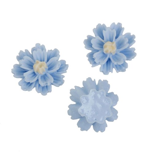 Cabochon petite fleur bleu clair 12 x 12 mm - x2 | 8758