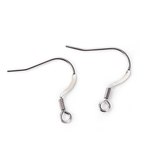 Boucles d'oreilles crochets en acier inoxydable argent mat 20 x 19mm - x2 | 8837