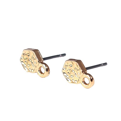 Boucles d'oreilles puces pentagone doré 9 x 6mm - x2 | 8845