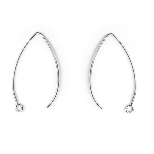 Boucles d'oreilles en acier inoxydable argent mat 41 x 22mm - x2