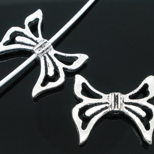 Perle papillon argent vieilli 20 x 17mm