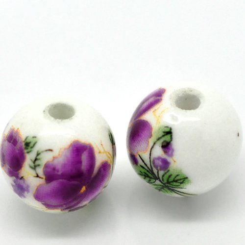 Perle céramique blanc fleur 12mm | 8931
