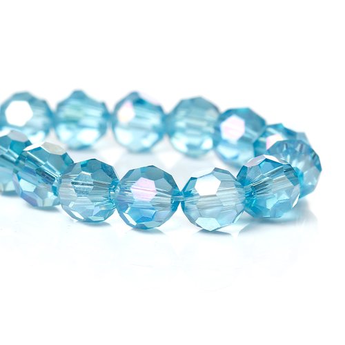Perles en verre bleu ab à facettes 6mm – x5 | 8939
