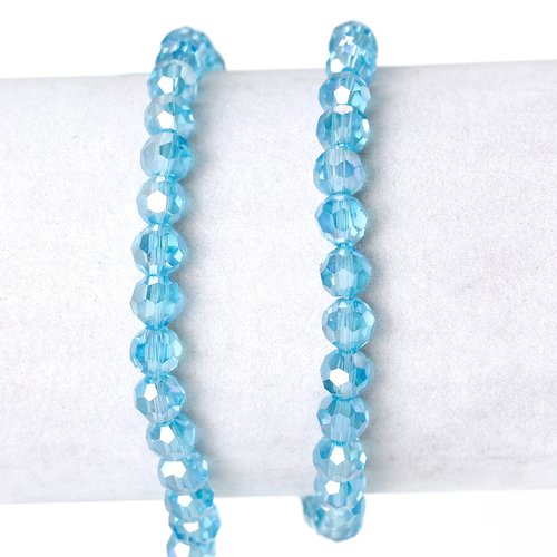 Perles en verre bleu ab à facettes 6mm – x5