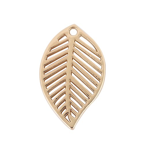 Pendentif feuille doré 28 x 17mm