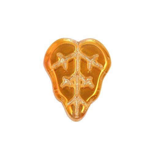 Perle irisation feuille orange & fuchsia 13 x 10mm - x2 | 9056