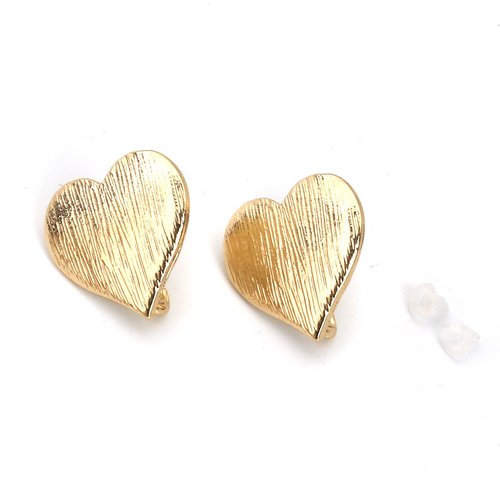 Boucles d'oreille coeur doré 19mm - x2