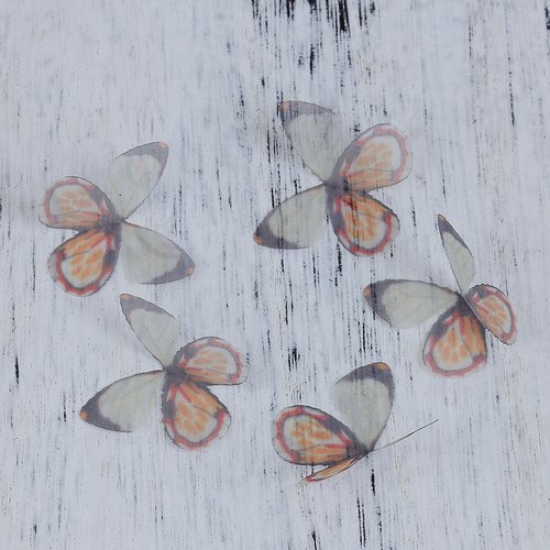Papillon en organza orange 30 x 22mm