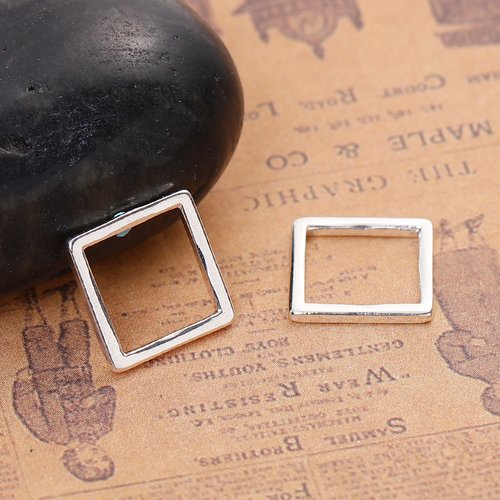 Connecteurs carré argenté creux 13 x 13mm - x4