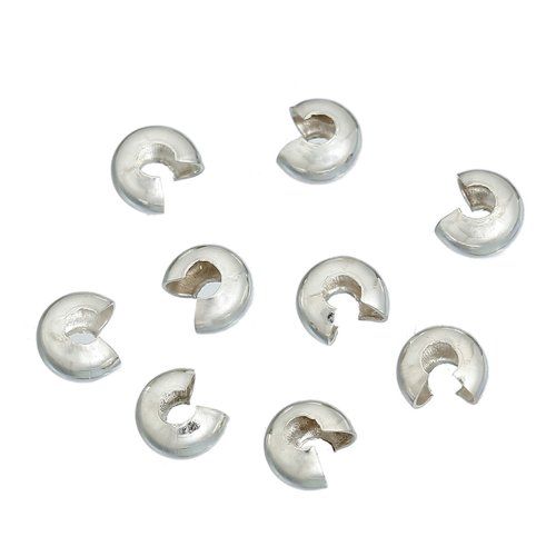 Perles à écraser cache demi-rond argenté 3mm – x10 | 9363