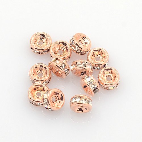 Perle intercalaire strass rond or rose 4mm | 9367