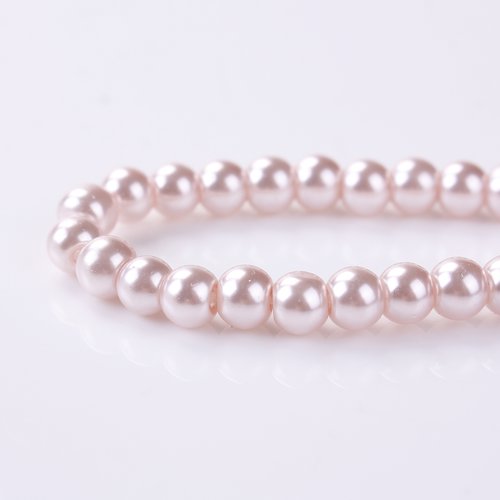 Perles rose poudré imitation perles 6mm - x20 | 9382