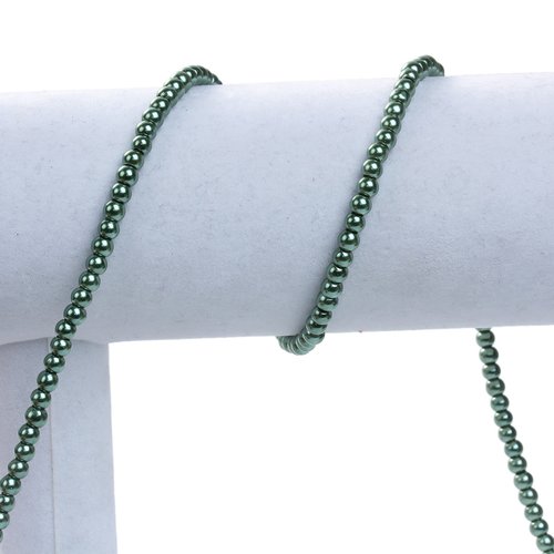 Perles vert foncé imitation perles 4mm - x50