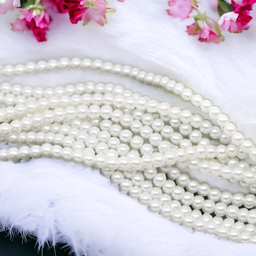Perles blanc imitation perles 4mm - x10 | 9413