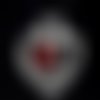 Pendentif coeur argenté strass rouge 13 x 12mm - x2 | 9518