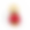 Breloque perle rouge doré à strass 18 x 8mm | 9530