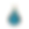 Breloque goutte d'eau doré bleu paon 18 x 10mm