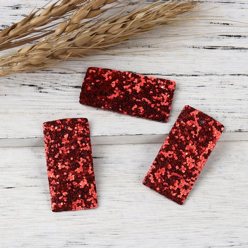 Pendentif paillette rectangle rouge 41 x 21mm
