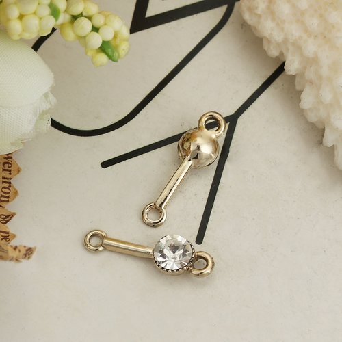 Connecteur or clair à strass 21 x 6mm