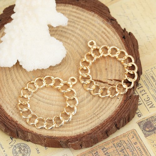 Pendentif rond doré 34 x 30mm