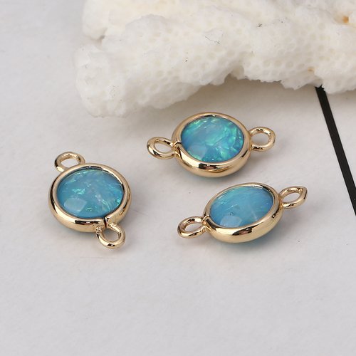 Connecteur irisé or clair bleu ciel 16 x 10mm