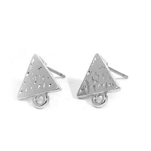 Boucles d'oreilles puces triangle argent mat 13 x 11mm - x2