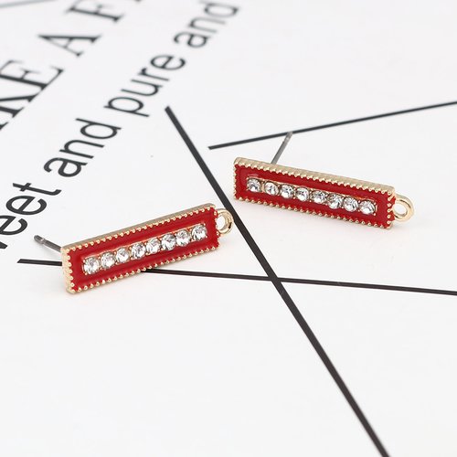 Boucles d'oreilles puces rouge doré 23 x 6mm - x2