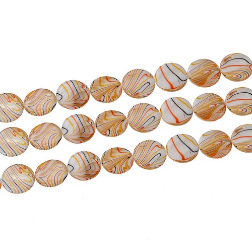 Perle en coquille naturelle multicolore rayées 20mm | 9664