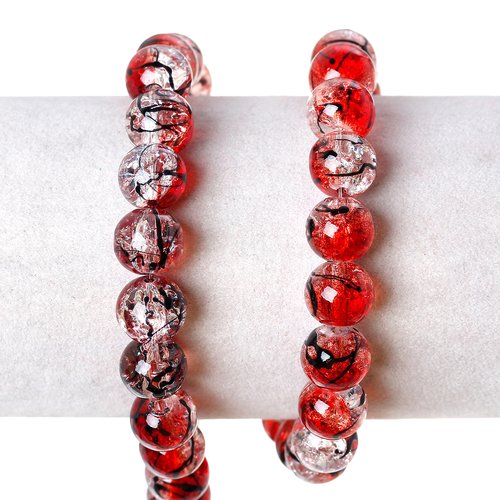 Perles en verre rouge 10mm – x5