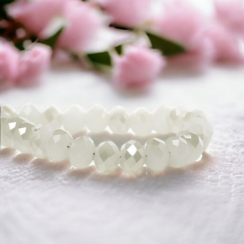 Perles en verre blanc à facettes 6mm - x5 | 9697