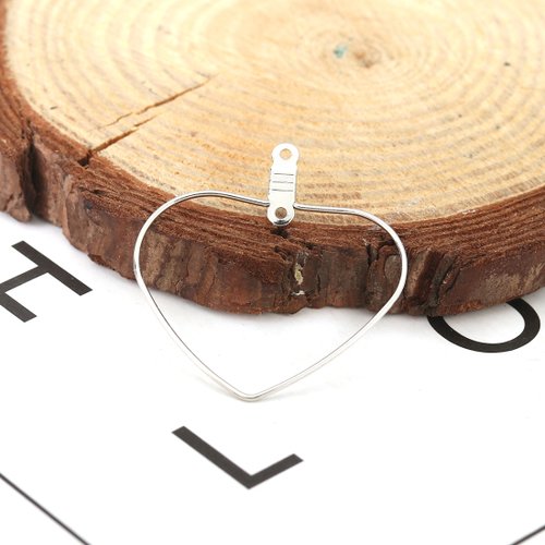 Pendentif créoles coeur argent mat 32 x 30mm