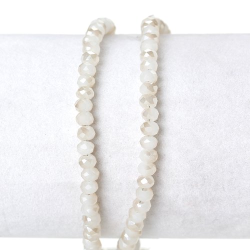 Perles en verre or clair et blanc à facettes 4mm - x10