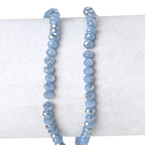 Perles bleu & argent à facettes 4mm - x10