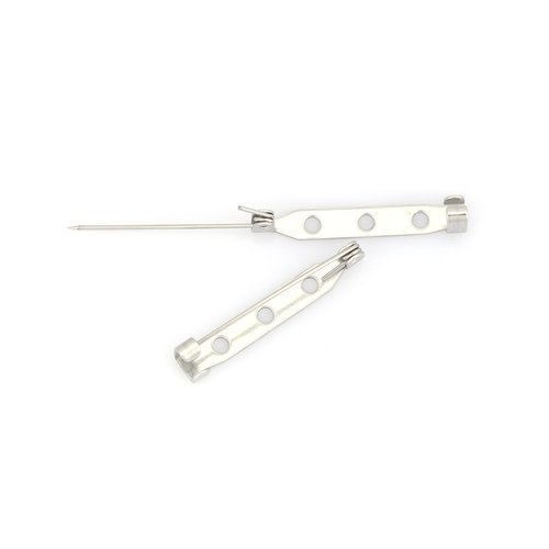 Broche épingle à nourrice en acier inoxydable argent mat 32 x 5mm