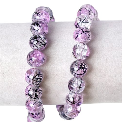 Perles ronde en verre mauve 10mm – x5