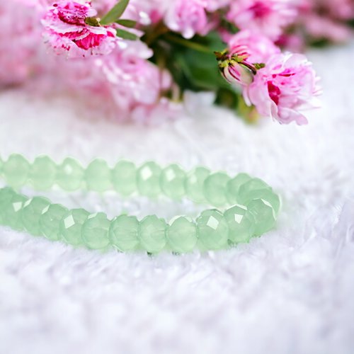 Perles en verre vert à facettes 4mm - x10 | 9957