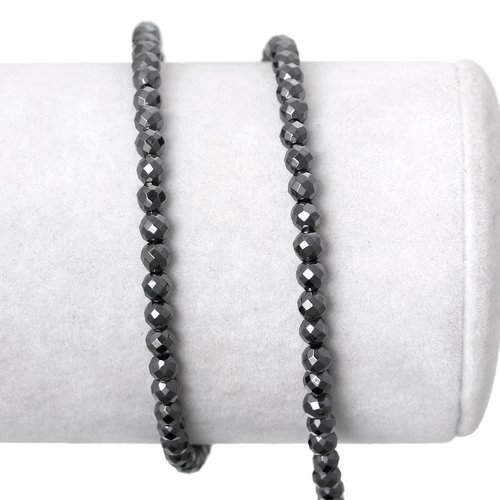 Perles en hématite imitation noir 4mm - x10
