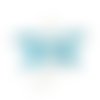 Breloque libellule argent mat strass bleu 21 x 18mm | 9994