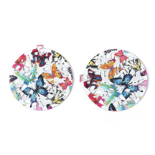 Pendentif peinture émail multicolore 38 x 36 mm