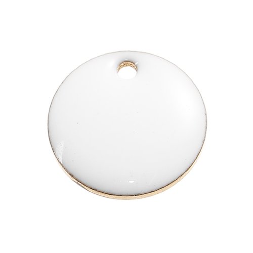 Breloque sequins émaill double face blanc 12 mm