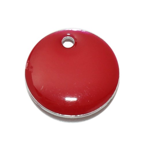 Breloque sequins émaill double face rouge 10mm