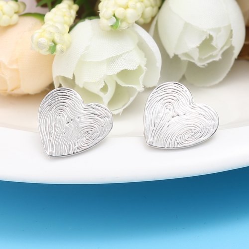 Boucles d'oreilles coeur argent mat 14mm - x2