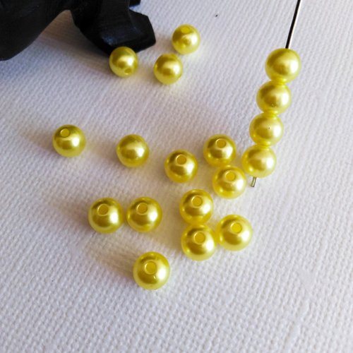 Perles nacré jaune 6mm - x10 | 10080