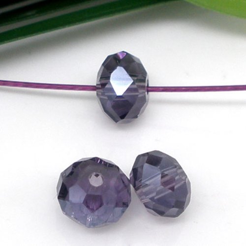 Perles en verre plat-rond violet à facettes 4mm – x10 | 10088