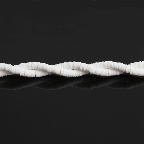 Perles heishi en pàte polymère blanc 4 mm - x50 | 10166